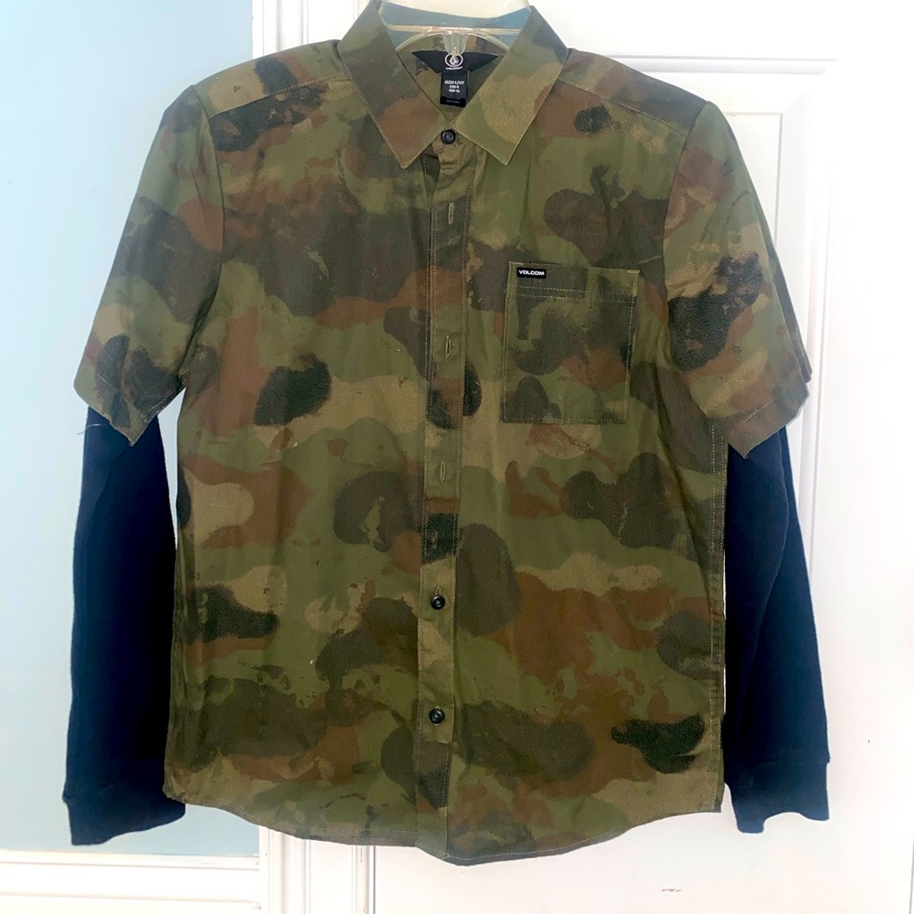 Volcom layered button up shirt